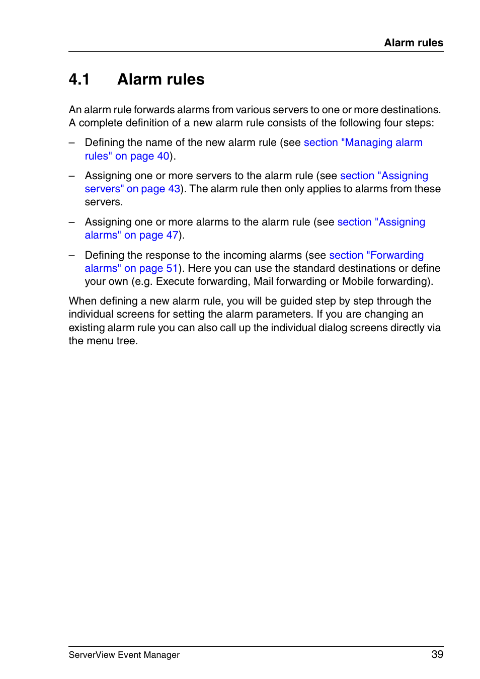 Alarm rules, 1 alarm rules | FUJITSU ServerView V6.00 User Manual | Page 39 / 174