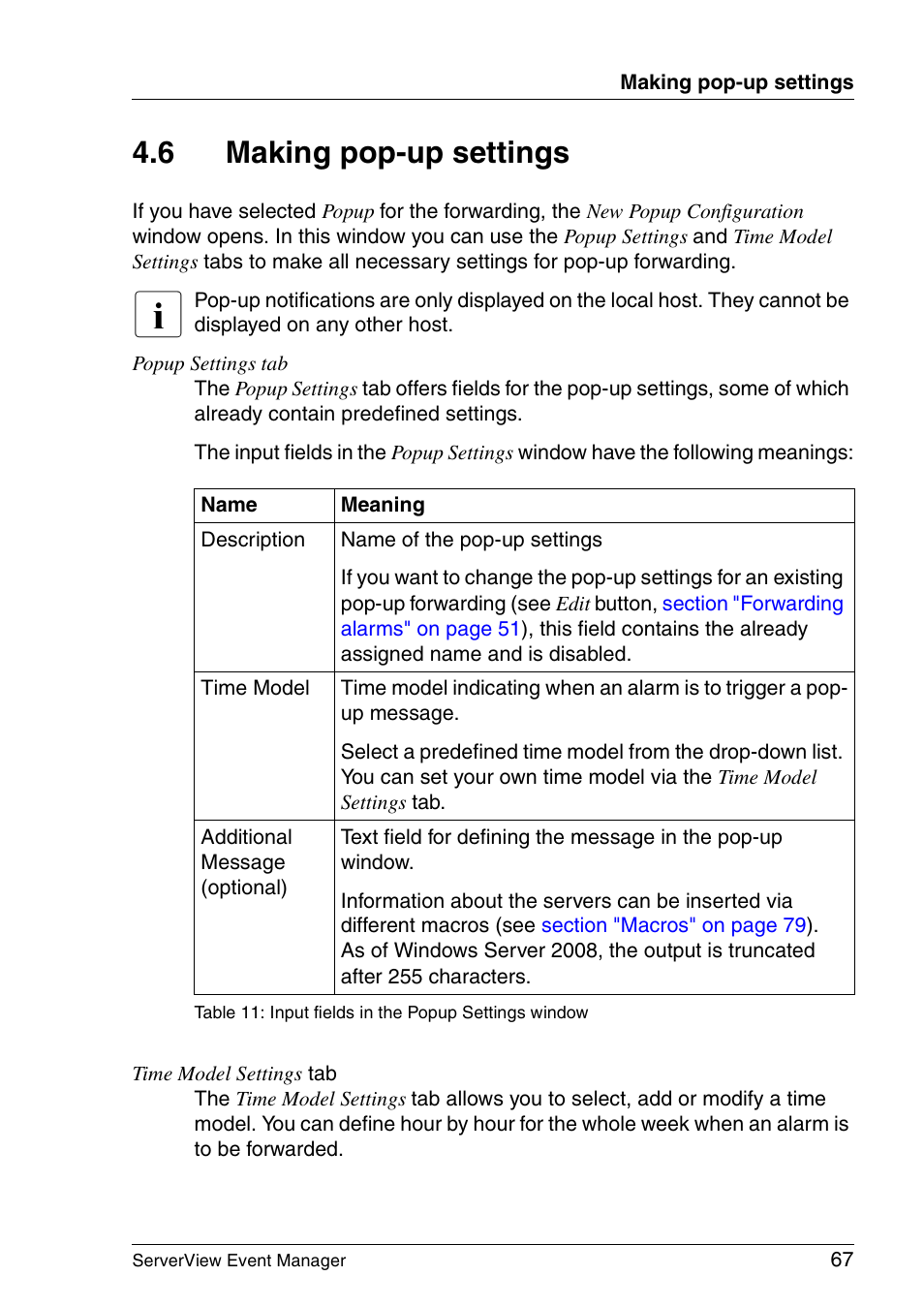 Making pop-up settings, 6 making pop-up settings | FUJITSU ServerView V6.00 User Manual | Page 67 / 174