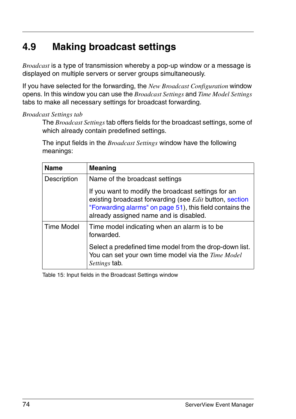 Making broadcast settings, 9 making broadcast settings | FUJITSU ServerView V6.00 User Manual | Page 74 / 174