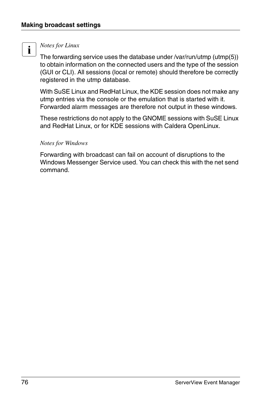 FUJITSU ServerView V6.00 User Manual | Page 76 / 174