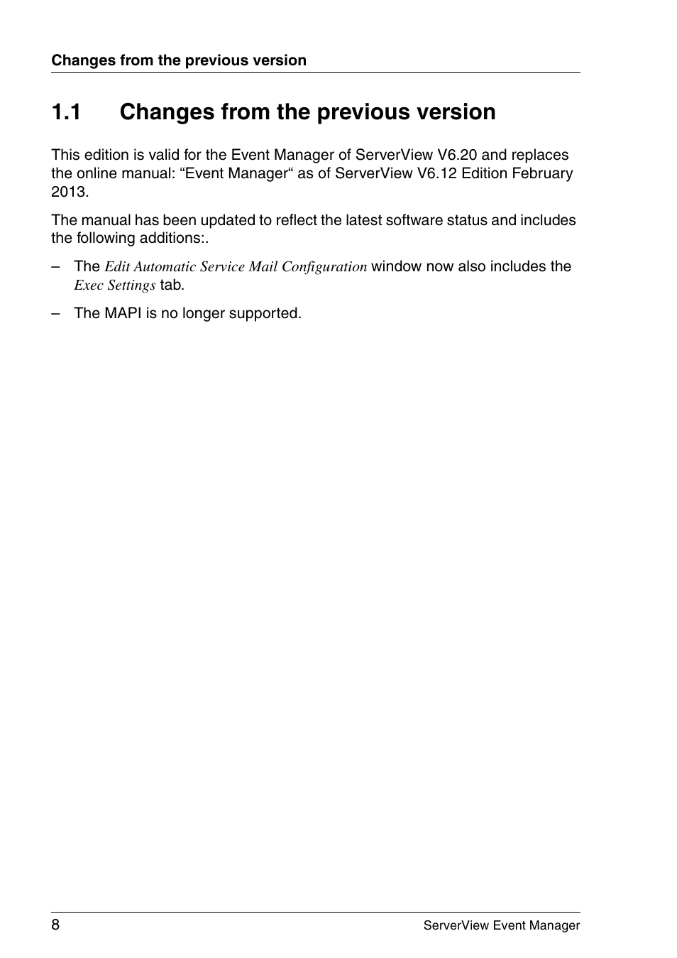 Changes from the previous version, 1 changes from the previous version | FUJITSU ServerView V6.00 User Manual | Page 8 / 174