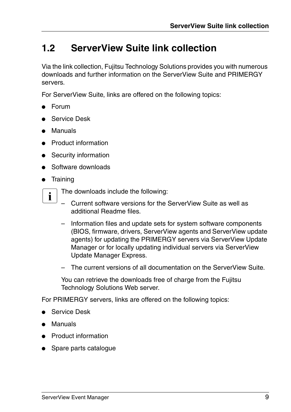 Serverview suite link collection, 2 serverview suite link collection | FUJITSU ServerView V6.00 User Manual | Page 9 / 174