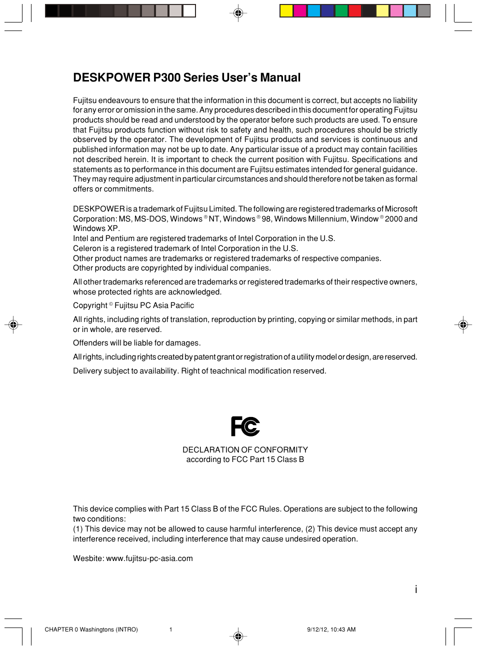 FUJITSU P300 User Manual | 56 pages