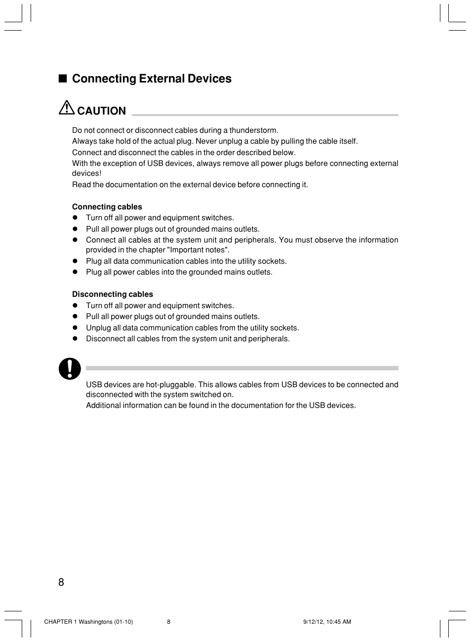 Connecting external devices, Caution | FUJITSU P300 User Manual | Page 23 / 56