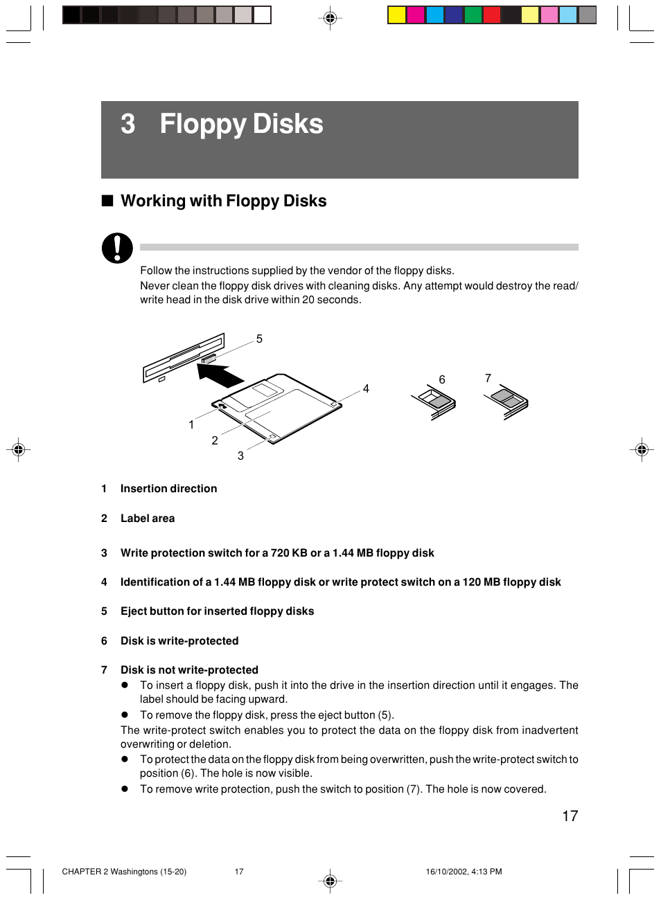 3 floppy disks, Working with floppy disks | FUJITSU P300 User Manual | Page 32 / 56