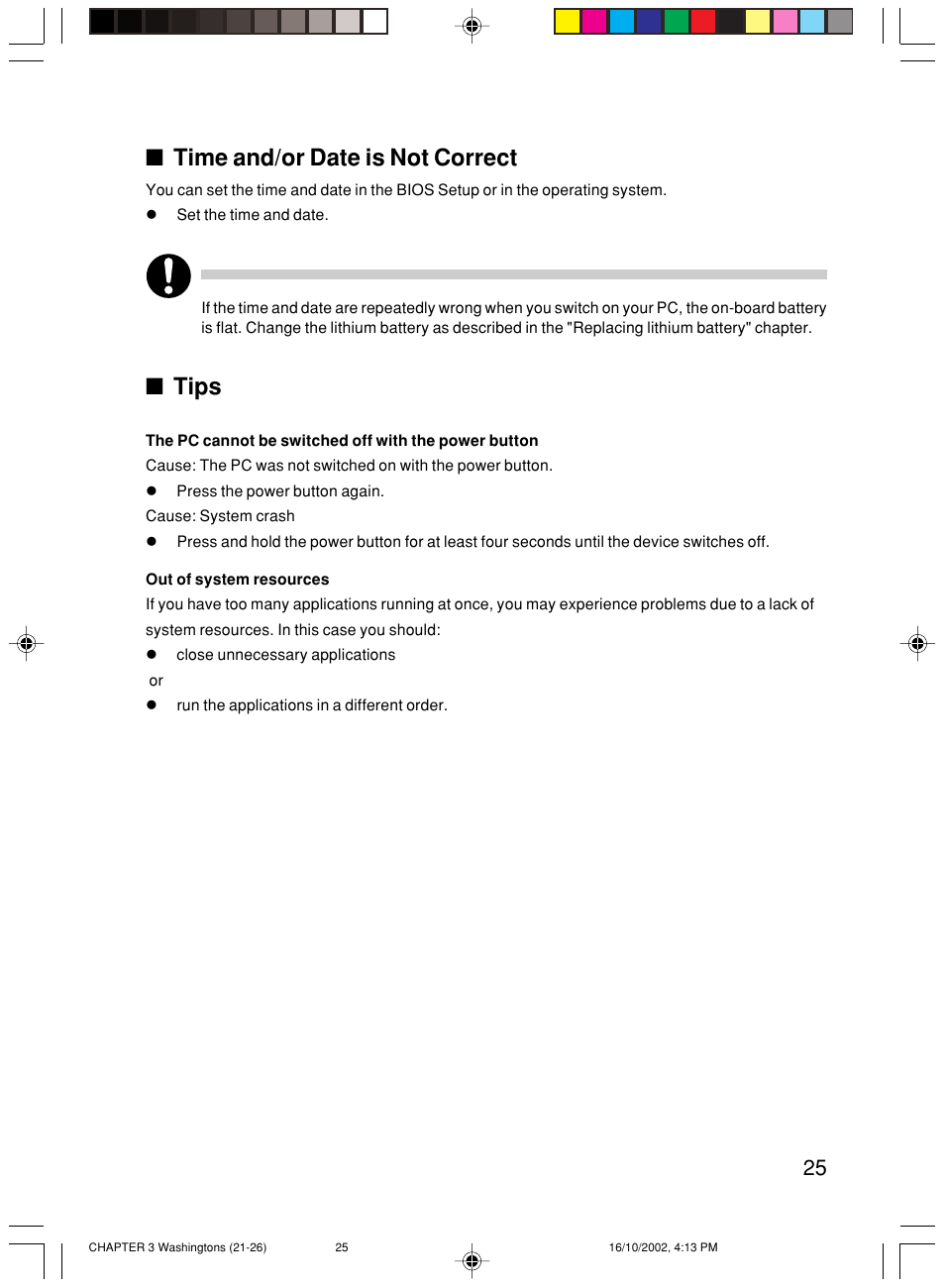 Time and/or date is not correct, Tips | FUJITSU P300 User Manual | Page 39 / 56