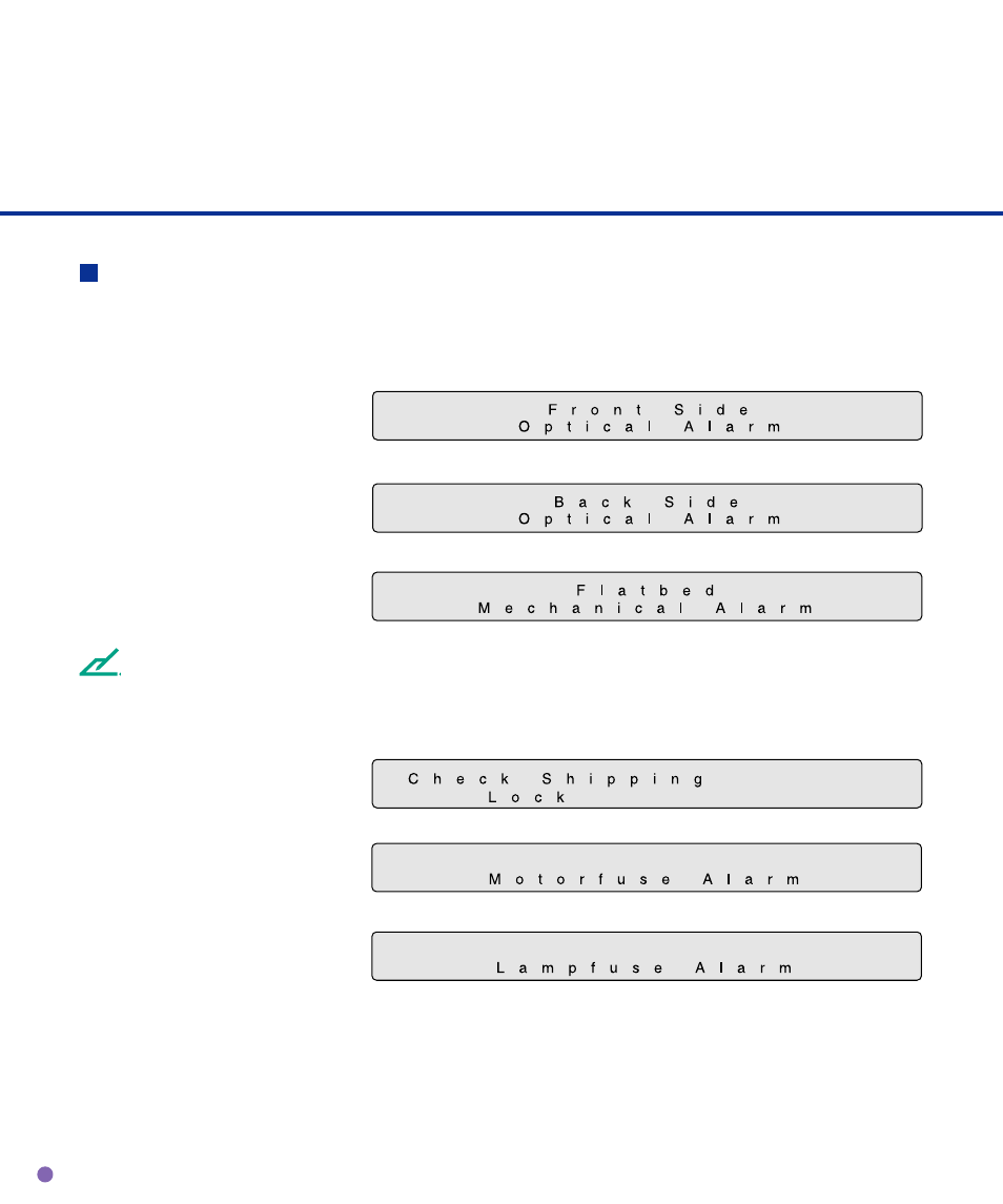Alarm | FUJITSU M4097D User Manual | Page 19 / 61