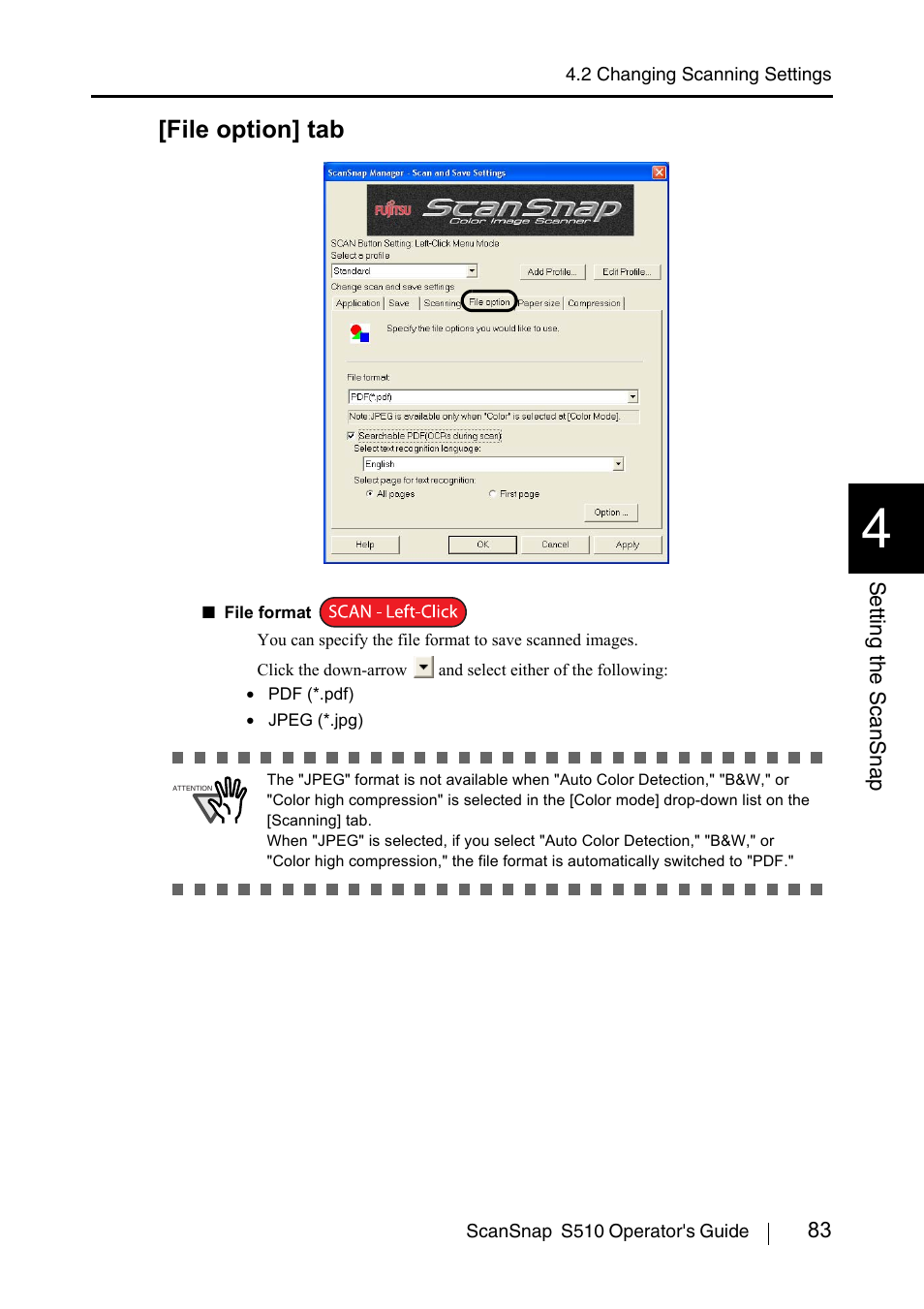 File option] tab | FUJITSU ScanSnap S510 User Manual | Page 103 / 287