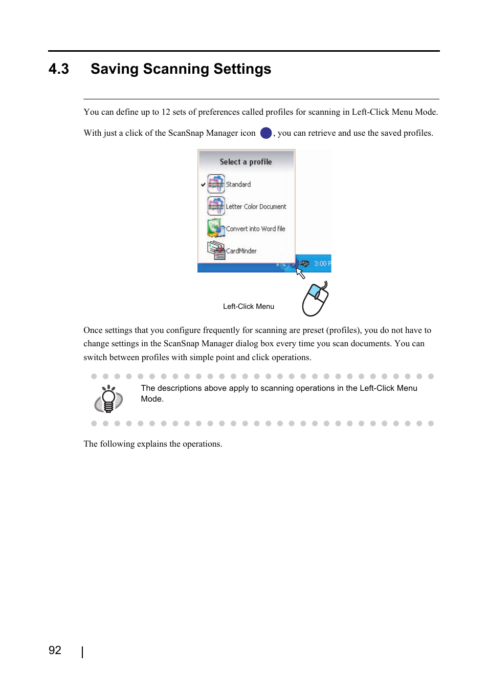 3 saving scanning settings | FUJITSU ScanSnap S510 User Manual | Page 112 / 287