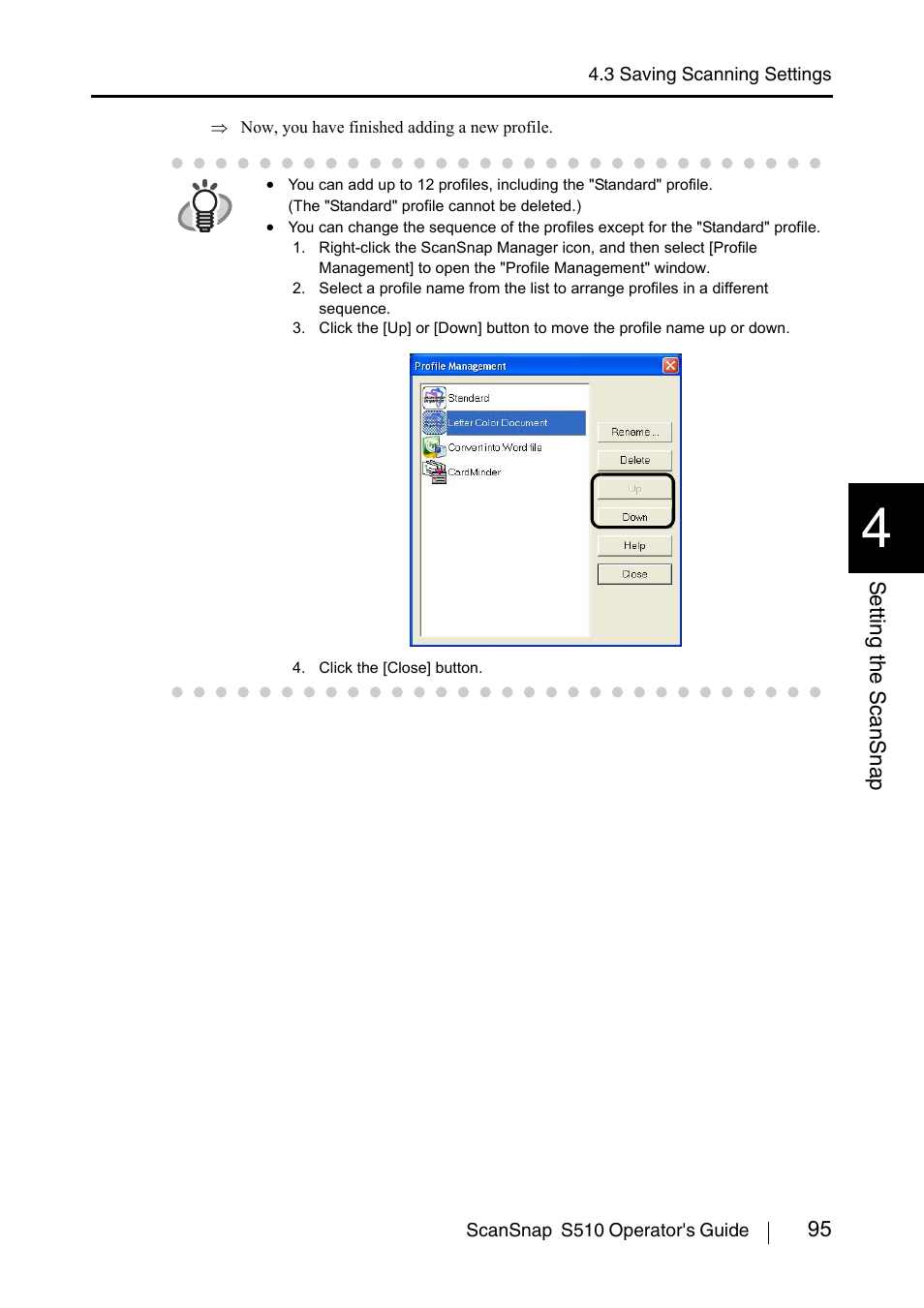 95 setting the scansnap | FUJITSU ScanSnap S510 User Manual | Page 115 / 287