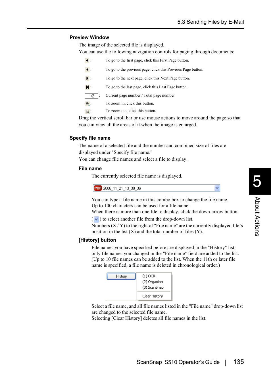 135 about actions | FUJITSU ScanSnap S510 User Manual | Page 155 / 287