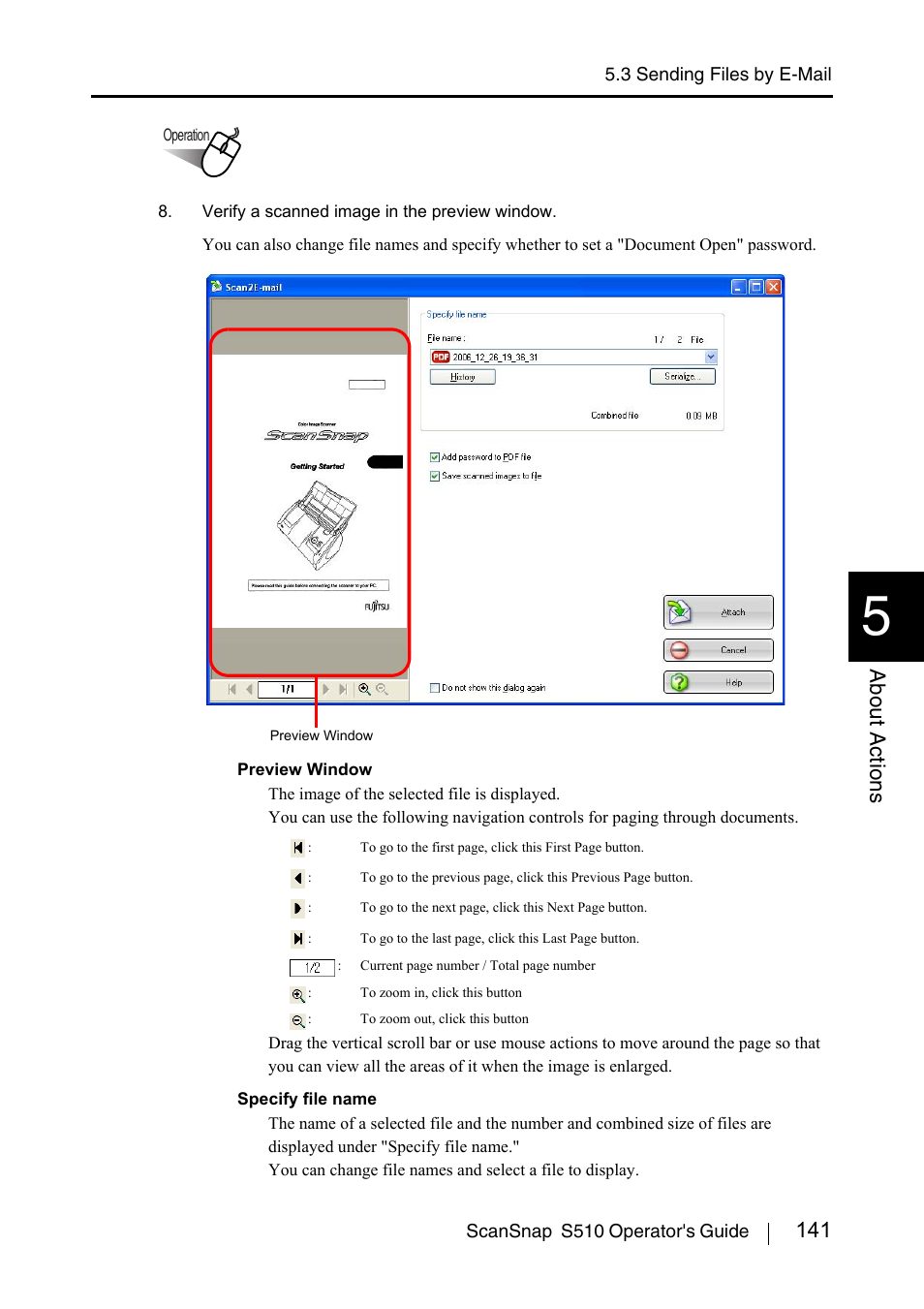 141 about actions | FUJITSU ScanSnap S510 User Manual | Page 161 / 287
