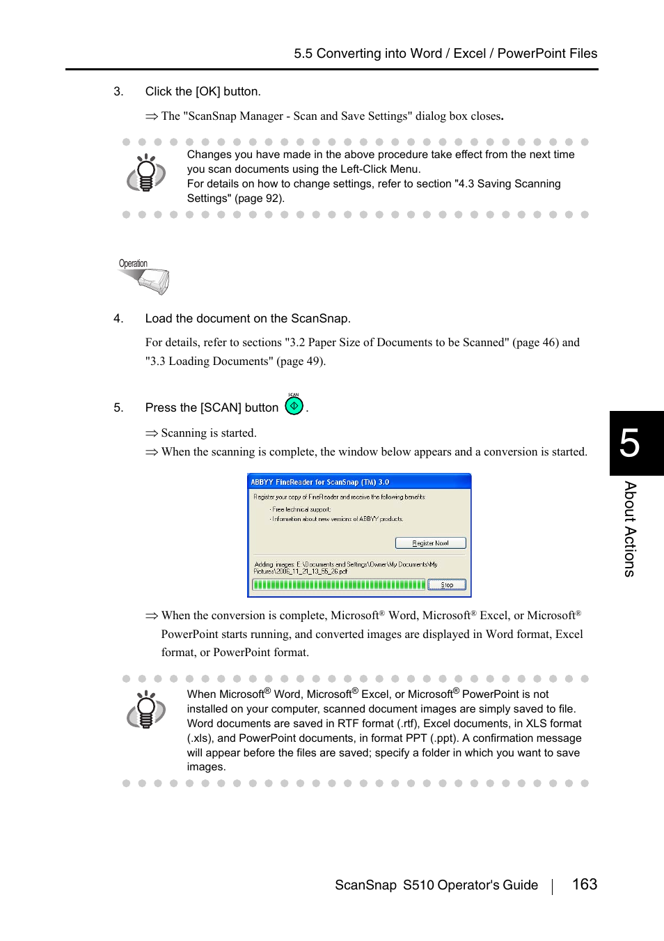 163 about actions | FUJITSU ScanSnap S510 User Manual | Page 183 / 287