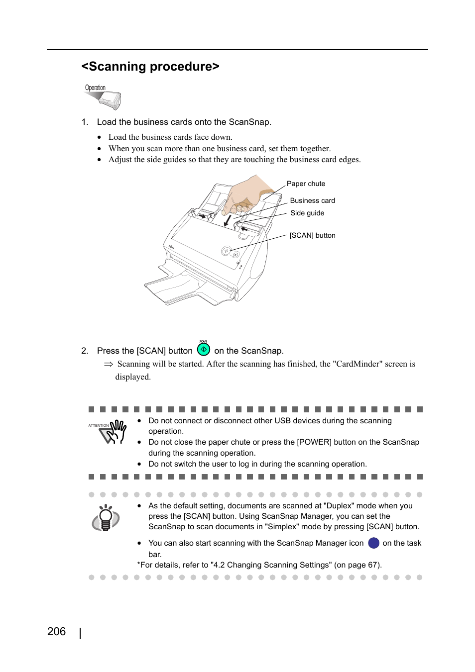 Scanning procedure | FUJITSU ScanSnap S510 User Manual | Page 226 / 287