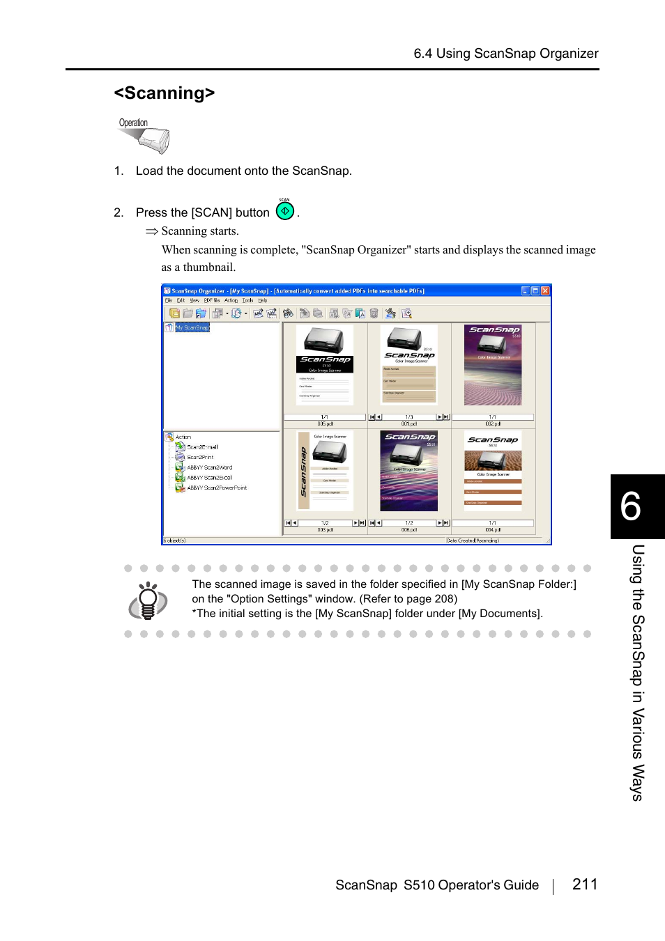 Scanning | FUJITSU ScanSnap S510 User Manual | Page 231 / 287