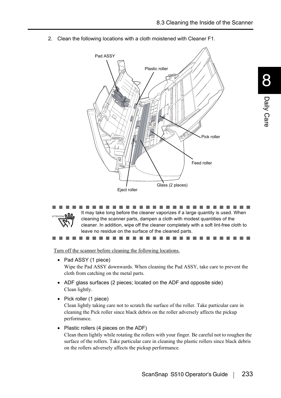 233 da ily ca re | FUJITSU ScanSnap S510 User Manual | Page 253 / 287