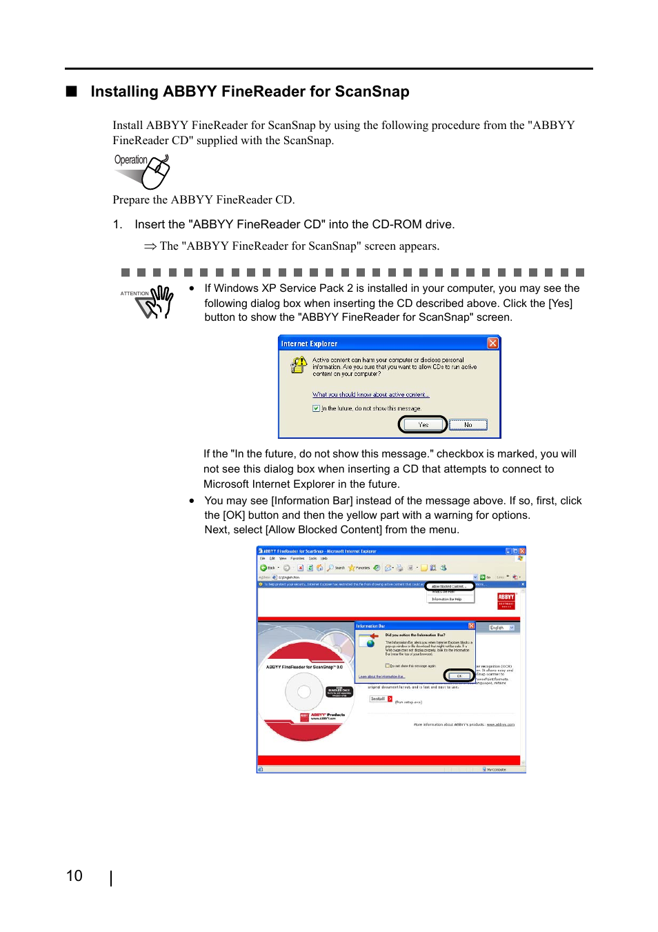 10 ■ installing abbyy finereader for scansnap | FUJITSU ScanSnap S510 User Manual | Page 30 / 287