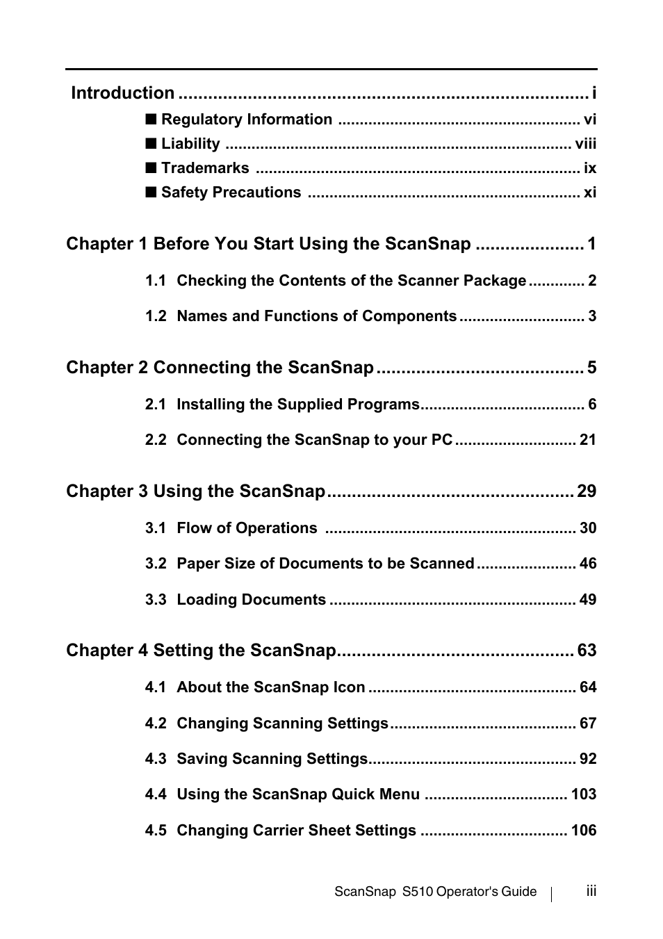 FUJITSU ScanSnap S510 User Manual | Page 5 / 287