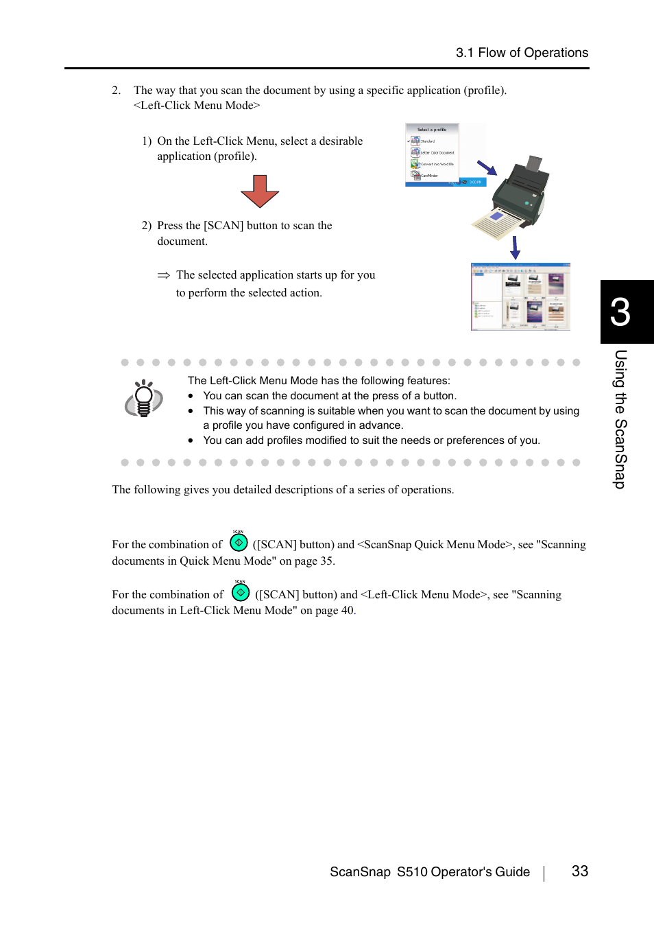 33 using the scansnap | FUJITSU ScanSnap S510 User Manual | Page 53 / 287