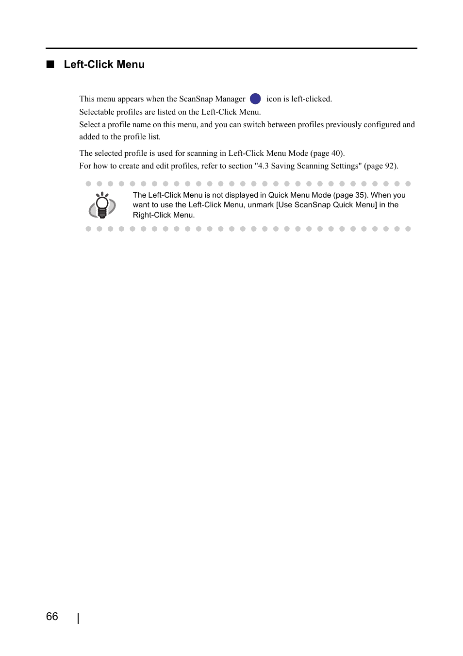 66 ■ left-click menu | FUJITSU ScanSnap S510 User Manual | Page 86 / 287