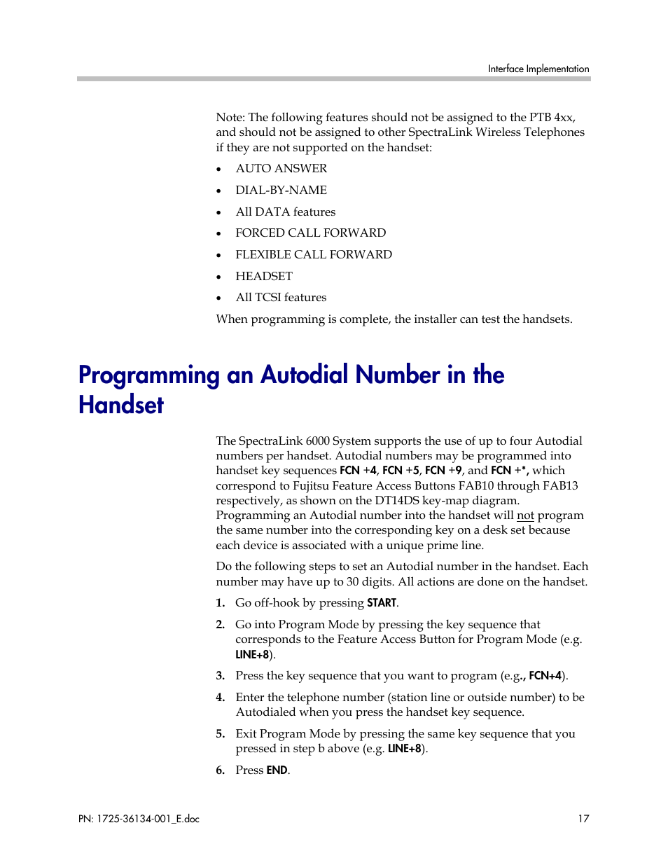 Programming an autodial number in the handset | FUJITSU F9600 User Manual | Page 17 / 19