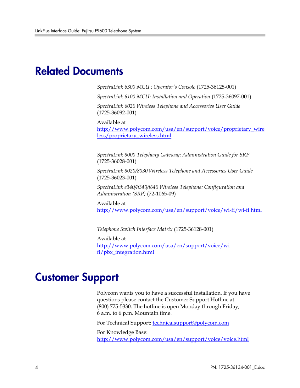 Related documents, Customer support | FUJITSU F9600 User Manual | Page 4 / 19