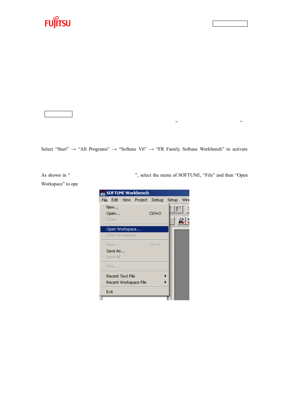 Executing in single chip mode, Building a project, Figure 2-1 opening a workspace | FUJITSU CAN-Motor Board MB91F267N User Manual | Page 36 / 104