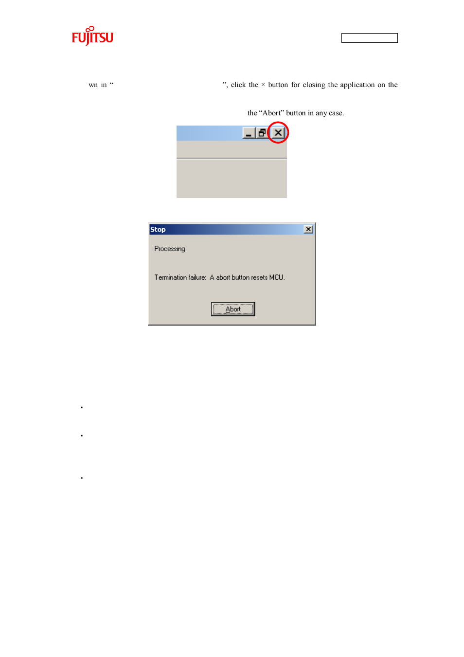 Notes on monitor debugger, Figure 2-36 stopping the program | FUJITSU CAN-Motor Board MB91F267N User Manual | Page 59 / 104