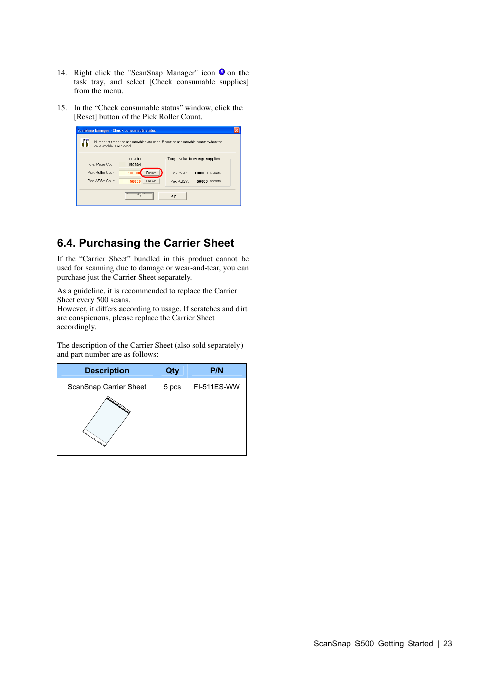 Purchasing the carrier sheet | FUJITSU S500 User Manual | Page 25 / 25