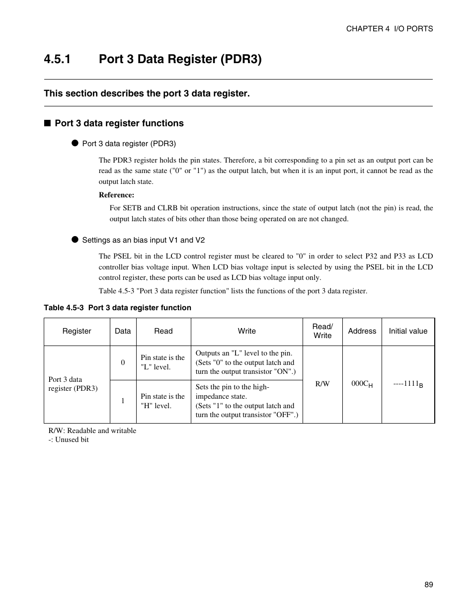 1 port 3 data register (pdr3), Port 3 data register (pdr3) | FUJITSU Semiconductor Controller MB89950/950A User Manual | Page 103 / 318