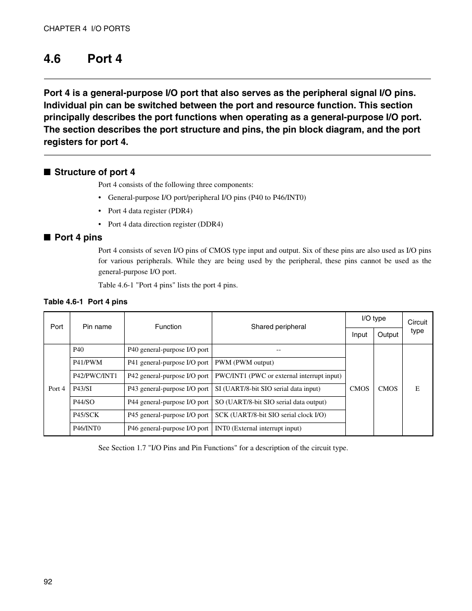 6 port 4, Port 4 | FUJITSU Semiconductor Controller MB89950/950A User Manual | Page 106 / 318