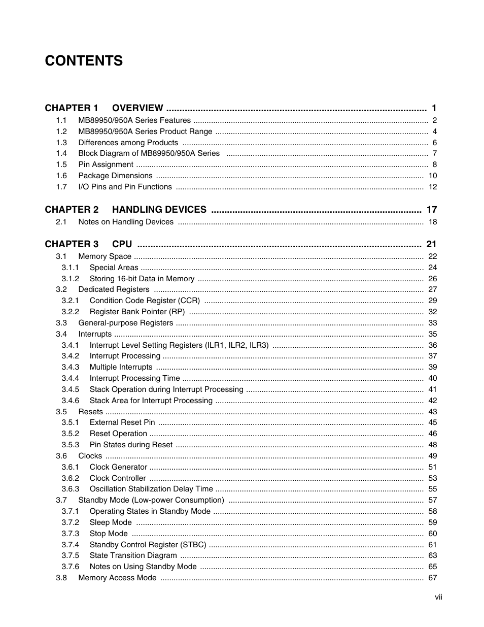 FUJITSU Semiconductor Controller MB89950/950A User Manual | Page 11 / 318