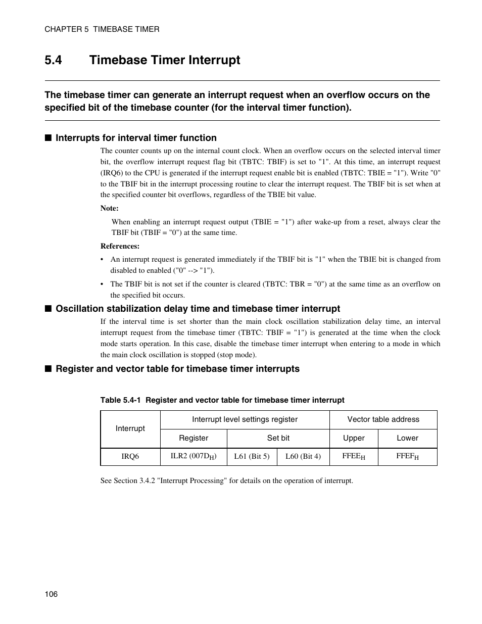 4 timebase timer interrupt, Timebase timer interrupt | FUJITSU Semiconductor Controller MB89950/950A User Manual | Page 120 / 318