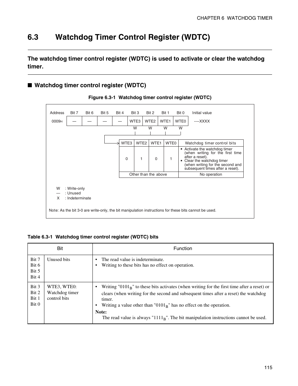3 watchdog timer control register (wdtc), Watchdog timer control register (wdtc) | FUJITSU Semiconductor Controller MB89950/950A User Manual | Page 129 / 318