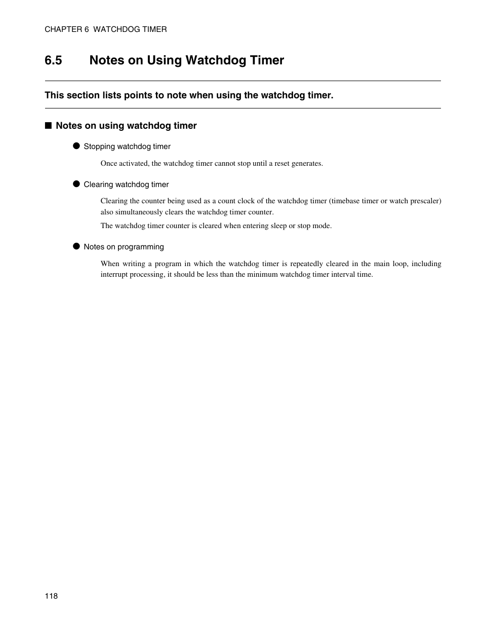 5 notes on using watchdog timer, Notes on using watchdog timer, 5 "no | FUJITSU Semiconductor Controller MB89950/950A User Manual | Page 132 / 318