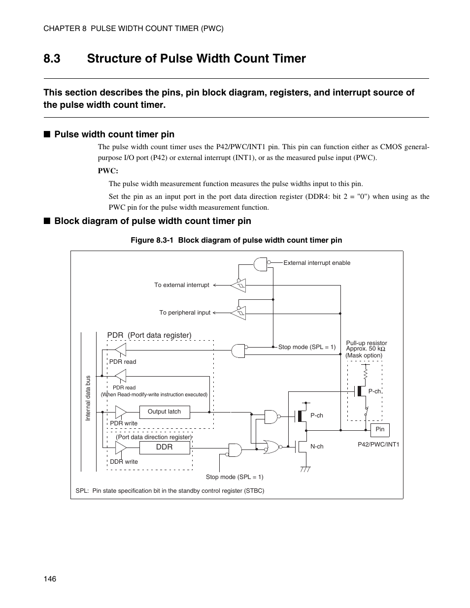 3 structure of pulse width count timer, Structure of pulse width count timer, Block diagram of pulse width count timer pin | FUJITSU Semiconductor Controller MB89950/950A User Manual | Page 160 / 318