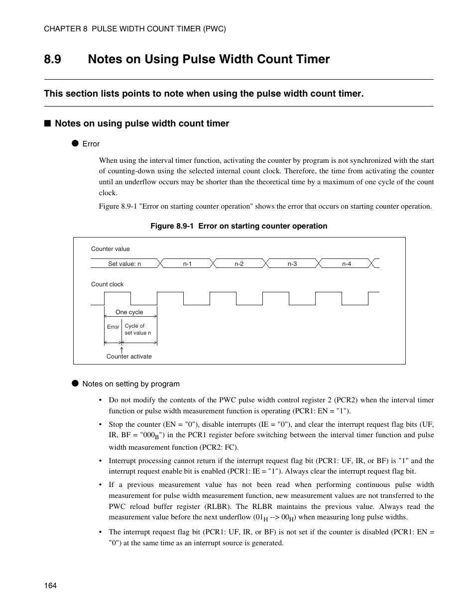 9 notes on using pulse width count timer, Notes on using pulse width count timer | FUJITSU Semiconductor Controller MB89950/950A User Manual | Page 178 / 318