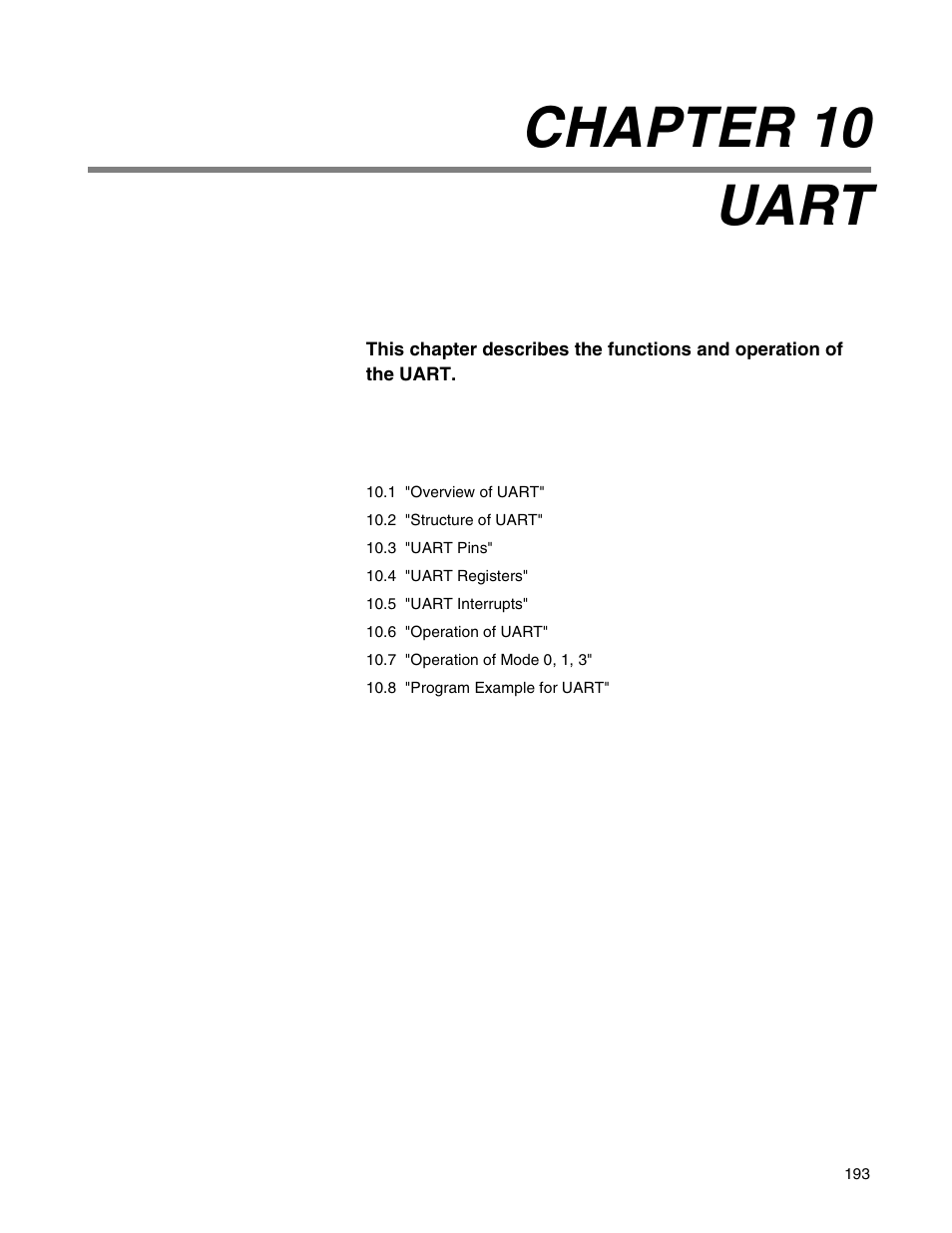 Chapter 10 uart, 10 "uart | FUJITSU Semiconductor Controller MB89950/950A User Manual | Page 207 / 318