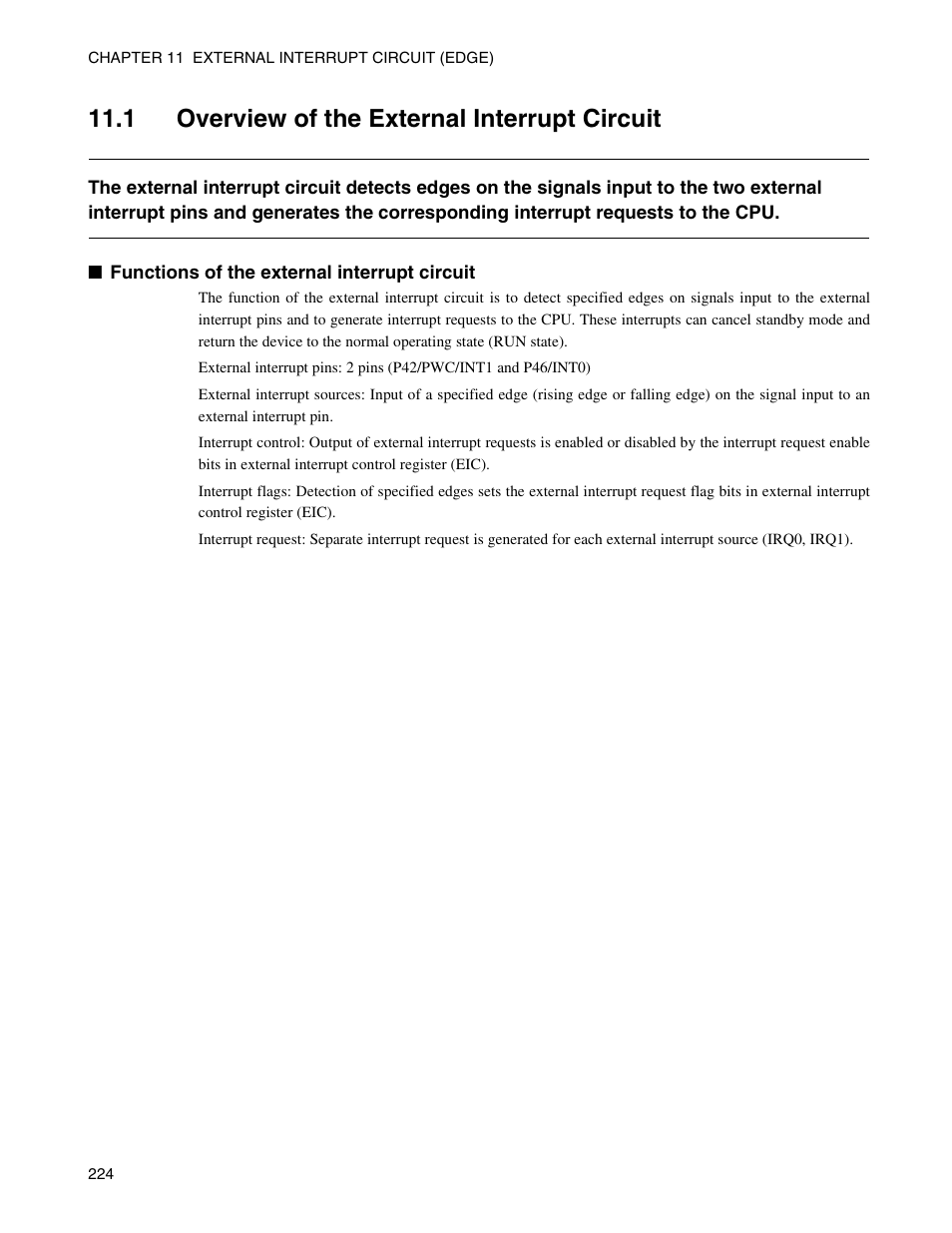 1 overview of the external interrupt circuit, 1 "o | FUJITSU Semiconductor Controller MB89950/950A User Manual | Page 238 / 318