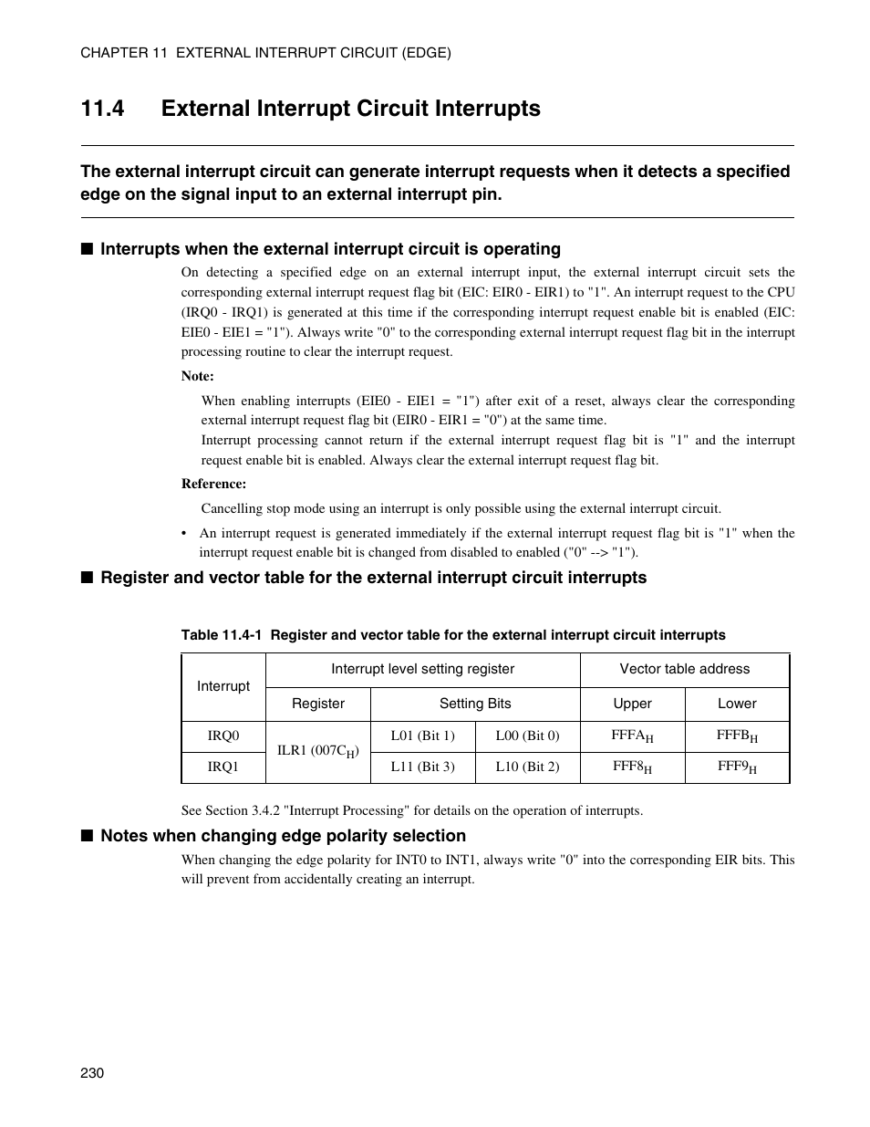 4 external interrupt circuit interrupts, 4 "e | FUJITSU Semiconductor Controller MB89950/950A User Manual | Page 244 / 318