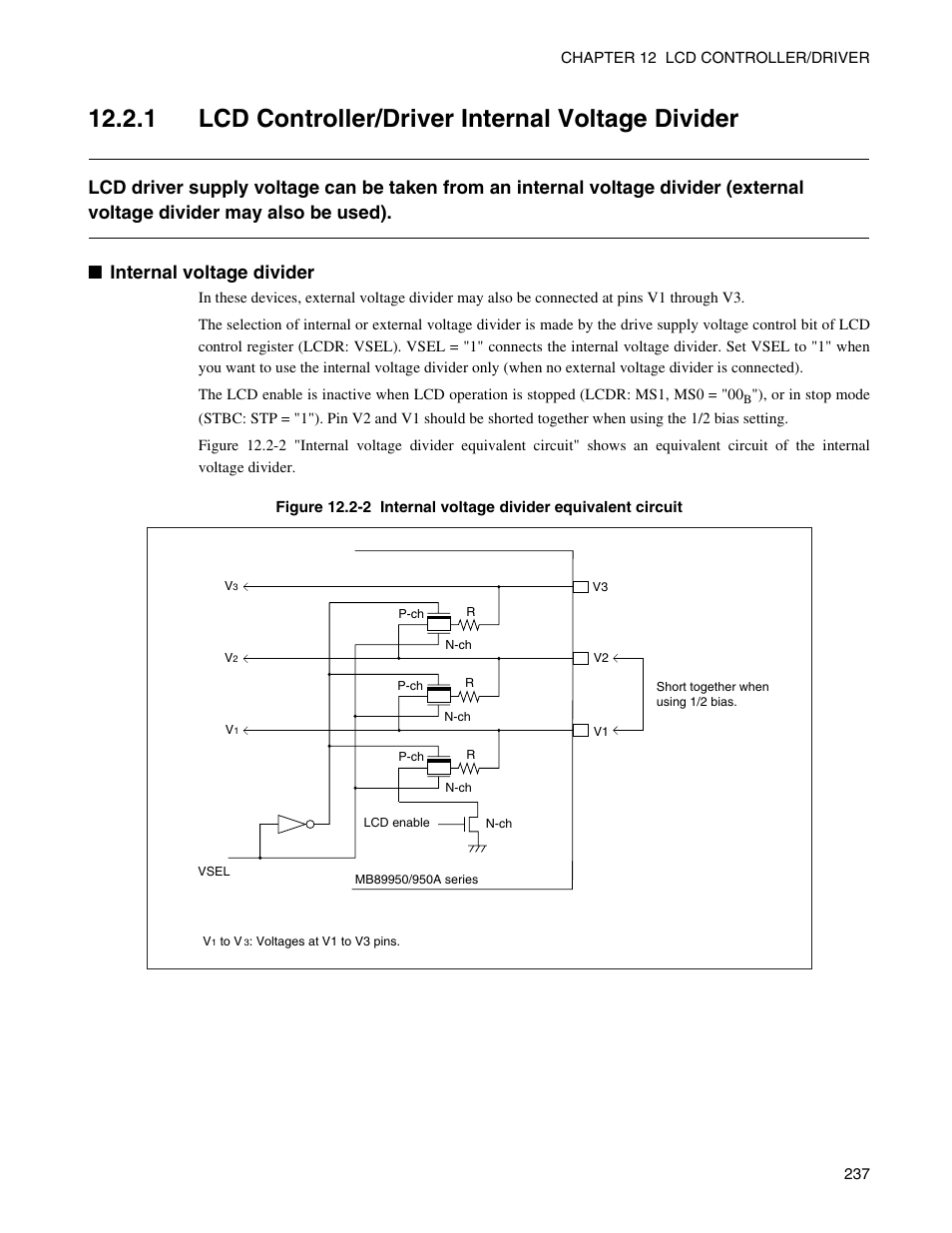 1 lcd controller/driver internal voltage divider | FUJITSU Semiconductor Controller MB89950/950A User Manual | Page 251 / 318