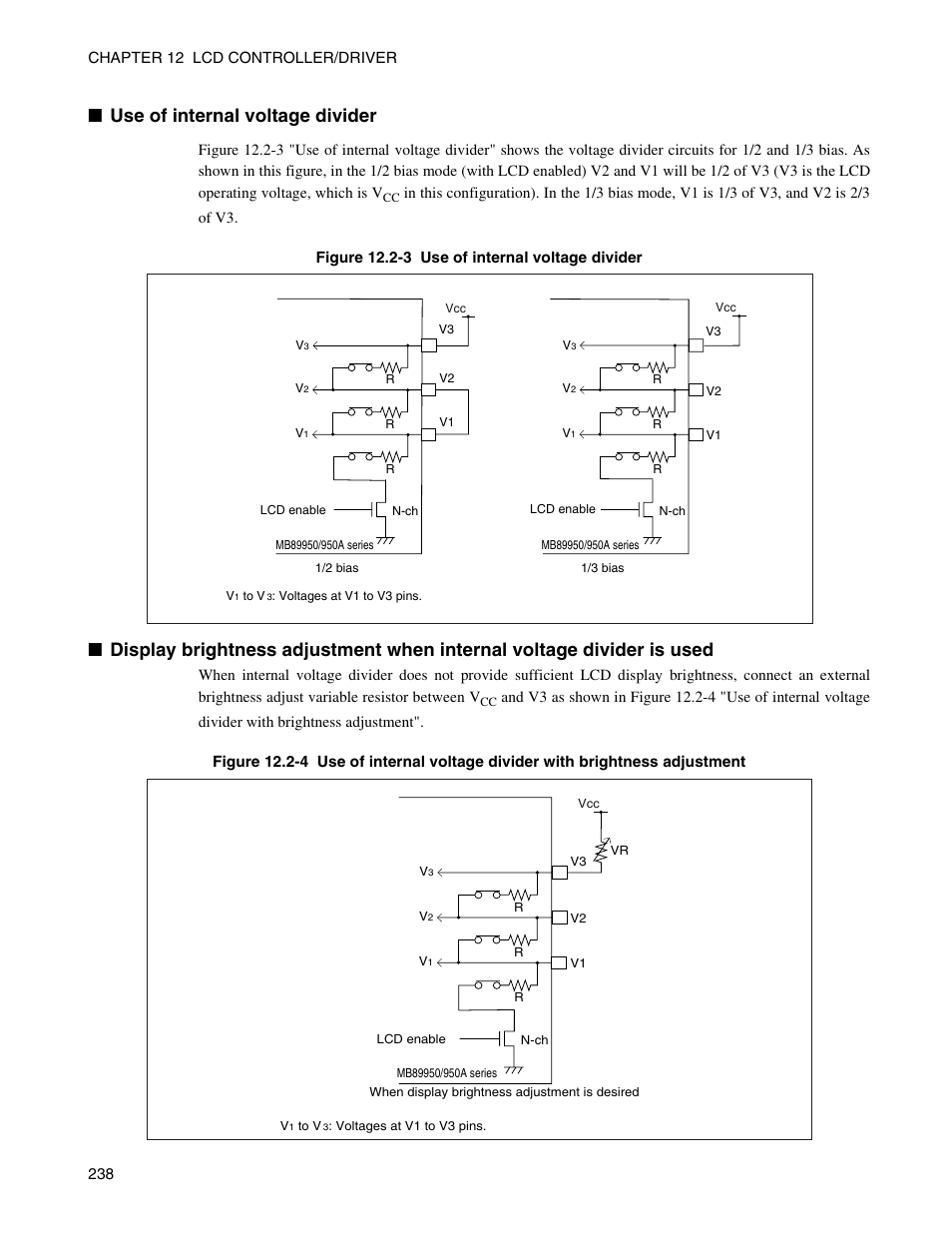 Use of internal voltage divider | FUJITSU Semiconductor Controller MB89950/950A User Manual | Page 252 / 318