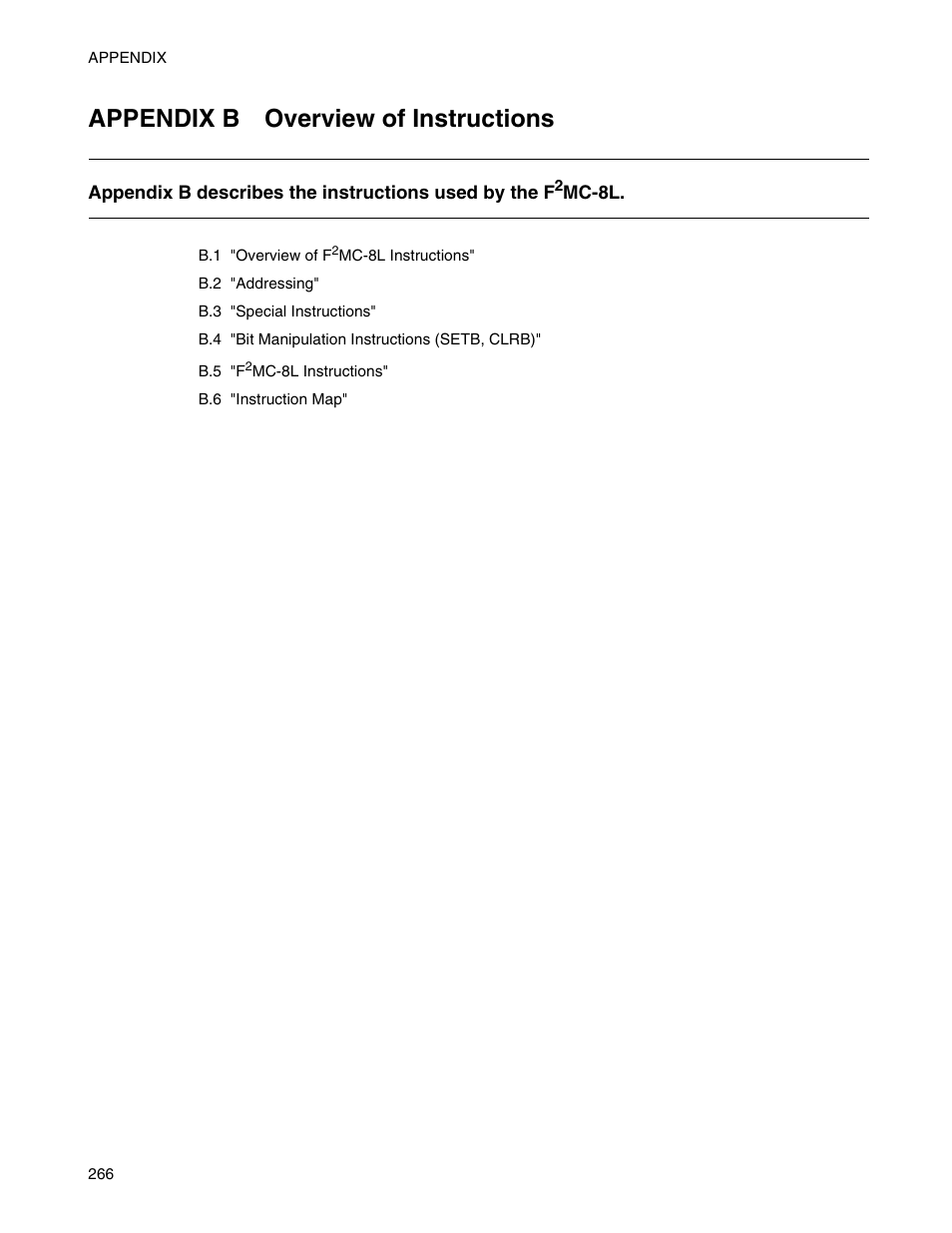 Appendix b overview of instructions | FUJITSU Semiconductor Controller MB89950/950A User Manual | Page 280 / 318