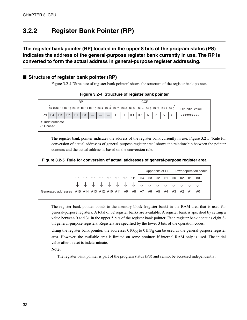 2 register bank pointer (rp), Register bank pointer (rp) | FUJITSU Semiconductor Controller MB89950/950A User Manual | Page 46 / 318