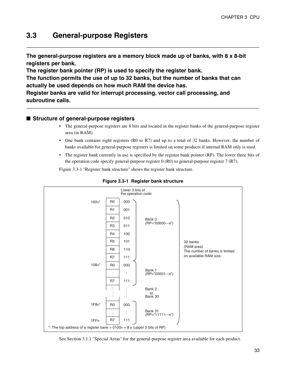 3 general-purpose registers, General-purpose registers | FUJITSU Semiconductor Controller MB89950/950A User Manual | Page 47 / 318