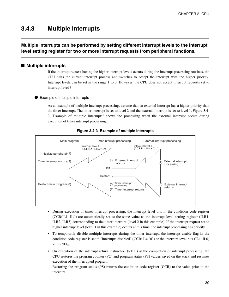 3 multiple interrupts, Multiple interrupts | FUJITSU Semiconductor Controller MB89950/950A User Manual | Page 53 / 318