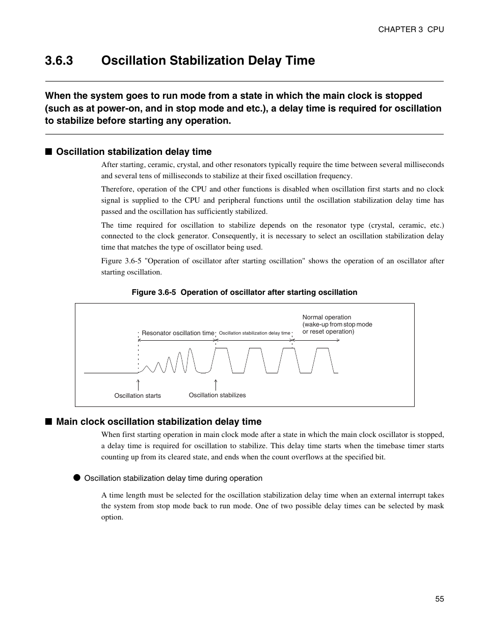 3 oscillation stabilization delay time, Oscillation stabilization delay time | FUJITSU Semiconductor Controller MB89950/950A User Manual | Page 69 / 318