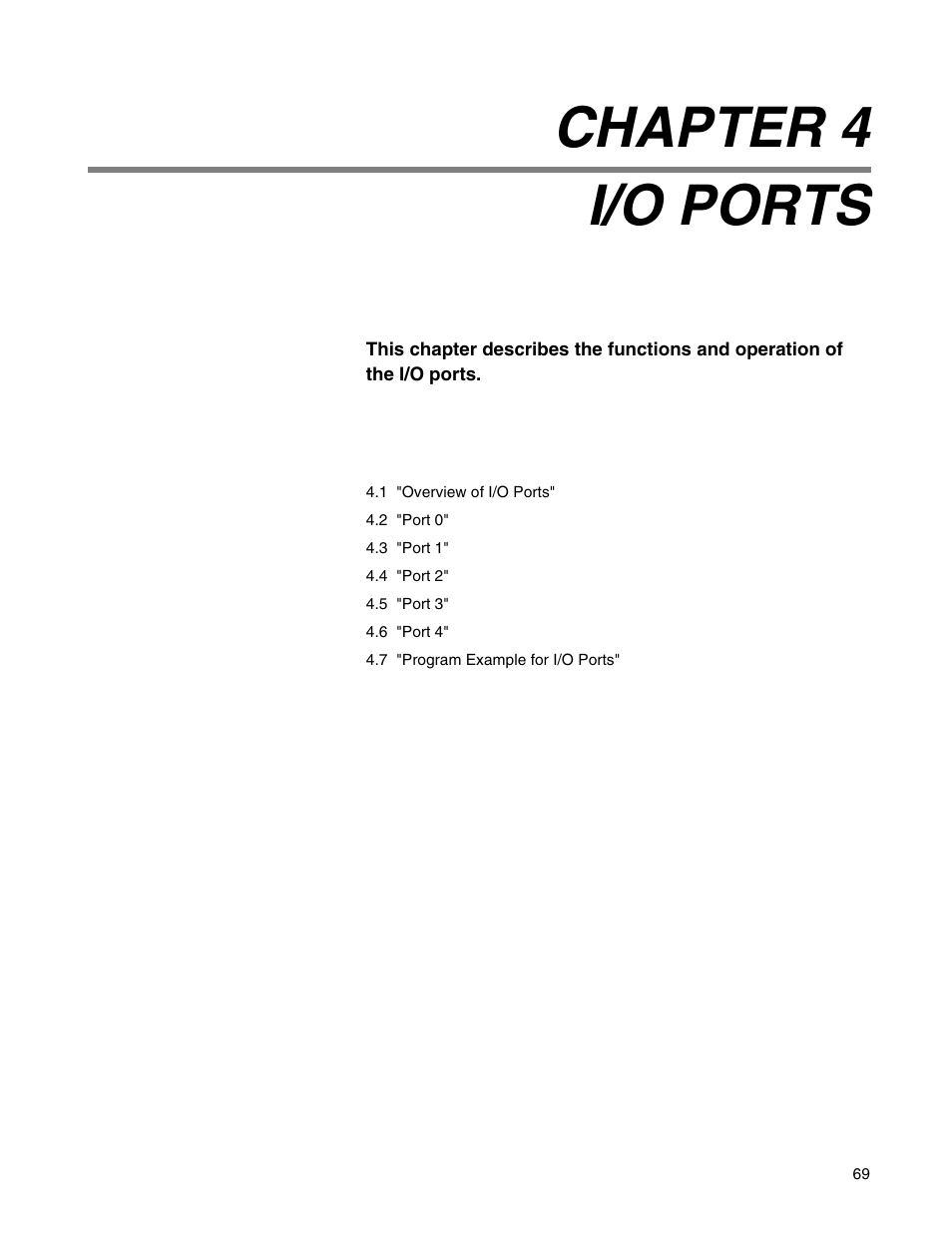 Chapter 4 i/o ports, Chapter 4, I/o ports | FUJITSU Semiconductor Controller MB89950/950A User Manual | Page 83 / 318