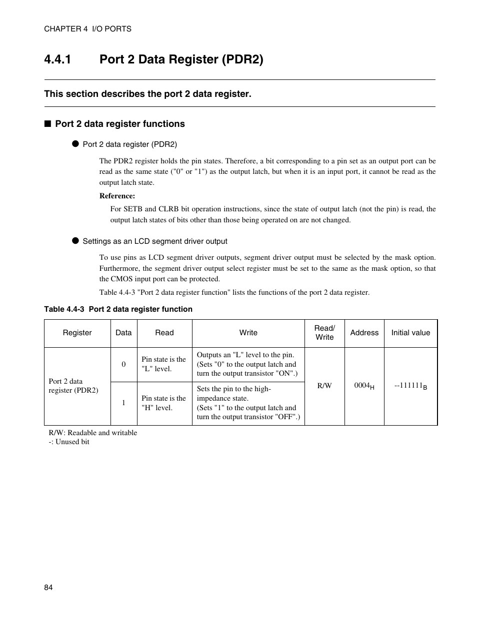 1 port 2 data register (pdr2), Port 2 data register (pdr2) | FUJITSU Semiconductor Controller MB89950/950A User Manual | Page 98 / 318
