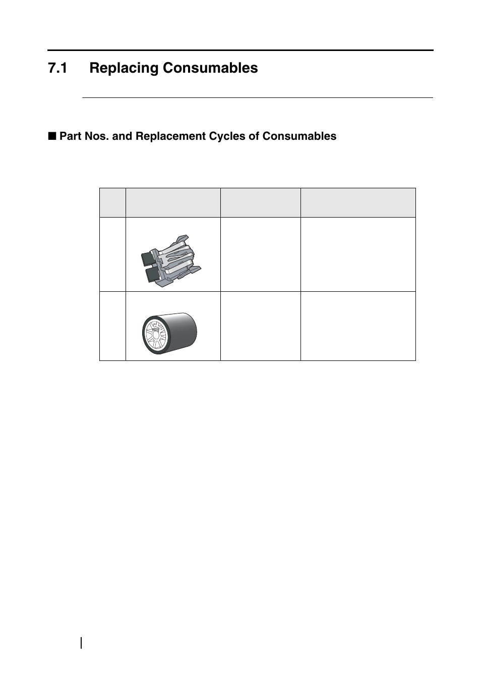 1 replacing consumables, Part nos. and replacement cycles of consumables | FUJITSU fi-5110EOXM User Manual | Page 102 / 121